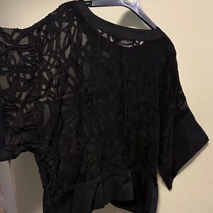 Tomaso Stefanelli Black Lace sheer blouse in size large